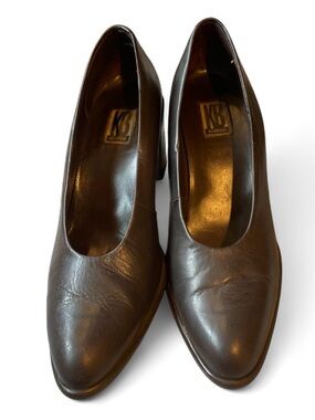 KB Comfort Brown Leather Mid Heel Pump